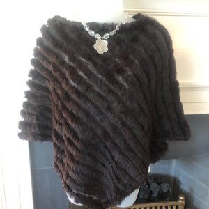CCC Chocolate Rabbit Fur Poncho, EUC, One Size